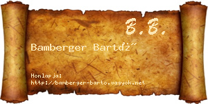 Bamberger Bartó névjegykártya
